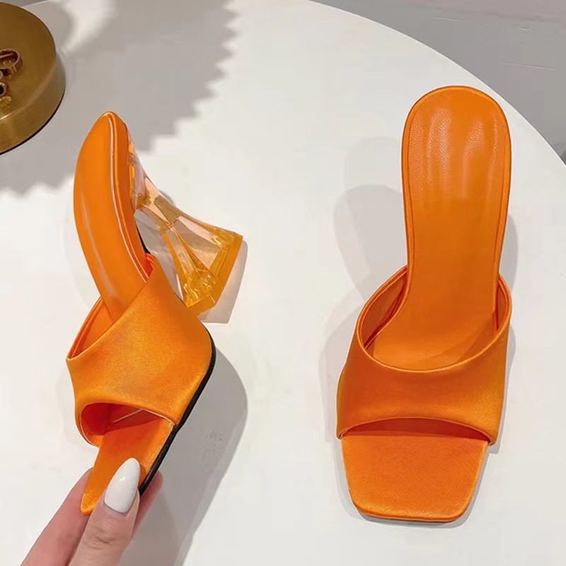 Foreign Trade Plus Size 2024 Summer New Transparent Crystal Thick Heel Sandals For Women European And American Fashion_vogvips.com