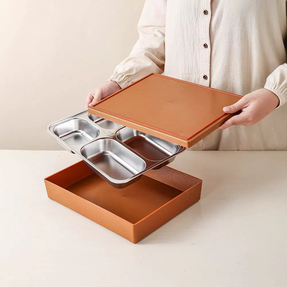 贵宾接待医院美容会所专用饭盒日式304不锈钢分格高端餐盒盘商用