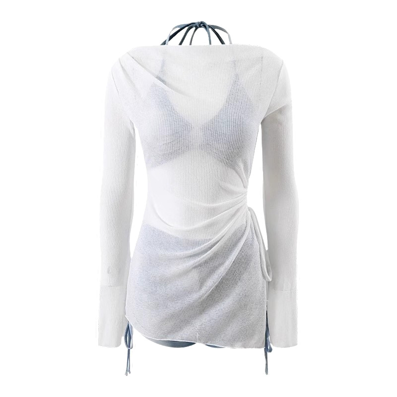 Traje de baño blusa dividida para mujer tie-dye traje de tres piezas, el aire fresco cubre el vientre y se ve delgado, vacaciones conservadoras, aguas termales, pechos pequeños, estilo puro