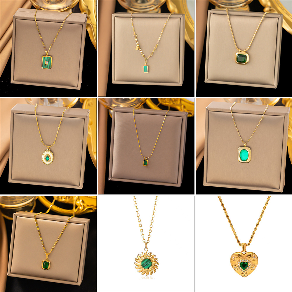 Holiday, Daily Occasion 304 Stainless Steel Material Geometric Pattern PVD Coated Real Gold Plated Geometric Titanium Steel Modern Style Sweet Classic Style Waterproof Non Tarnish Titanium Steel Pendant Necklace