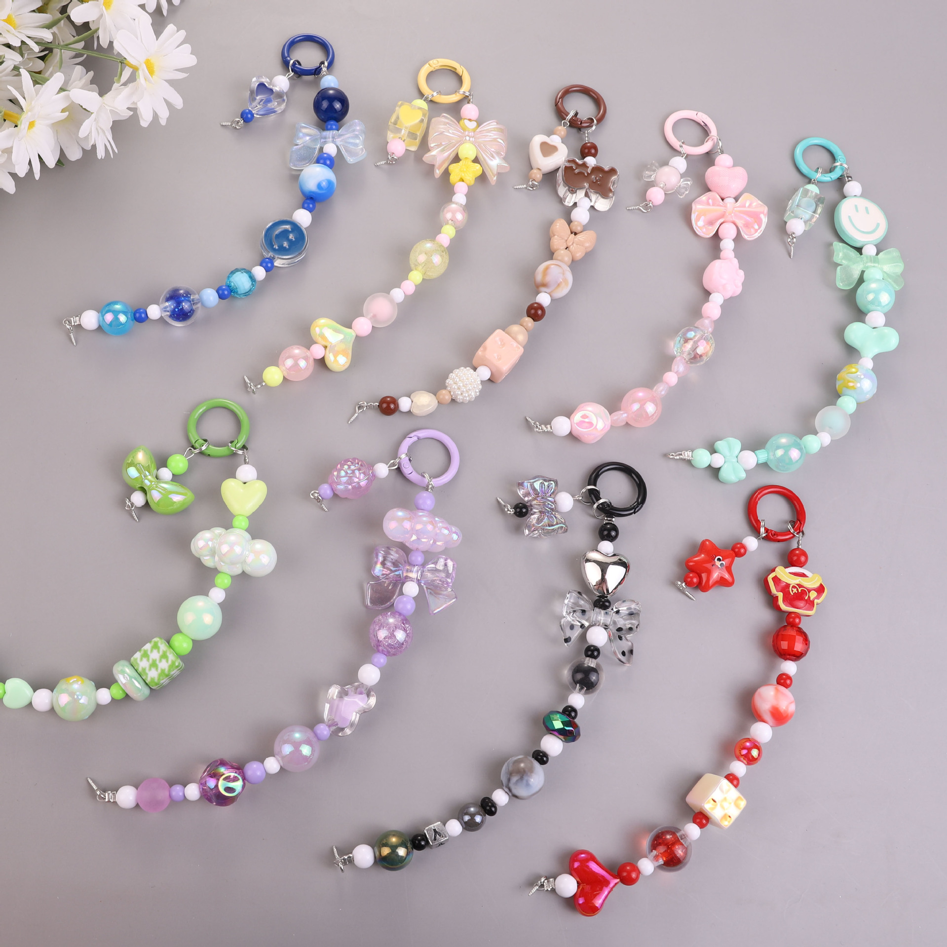 Trendy Dopamine Phone Chain Blind Box Charm Sheep Eye Stud DIY Handmade Beaded Cute Pendant