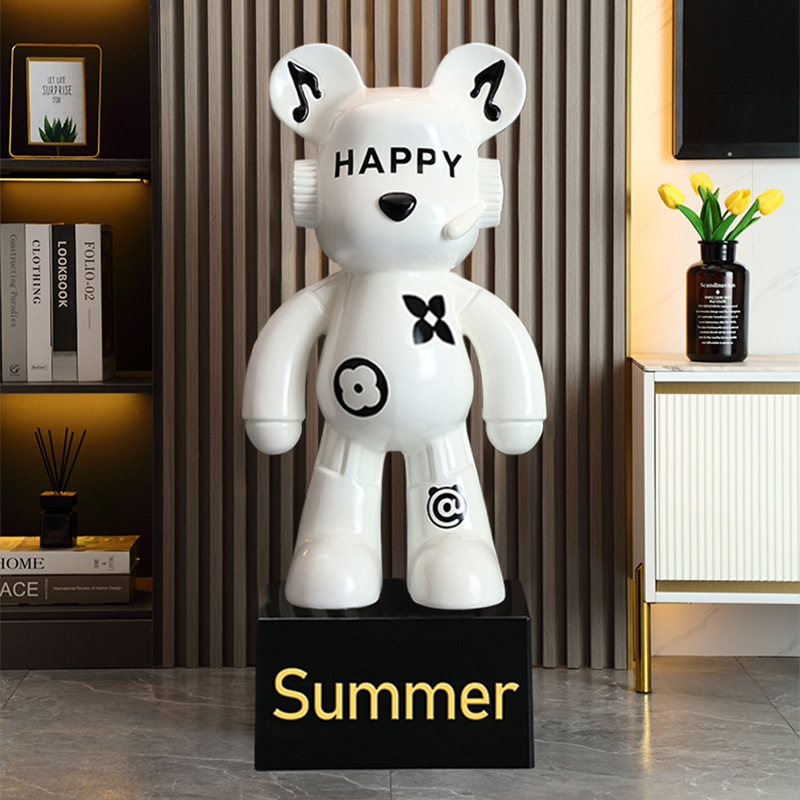 2025 Trendy Dj Backpack Bear Large Floor-Standing Ornament for Living Room Tv Cabinet Next to Sofa Decoration Internet-Famous Money Bank