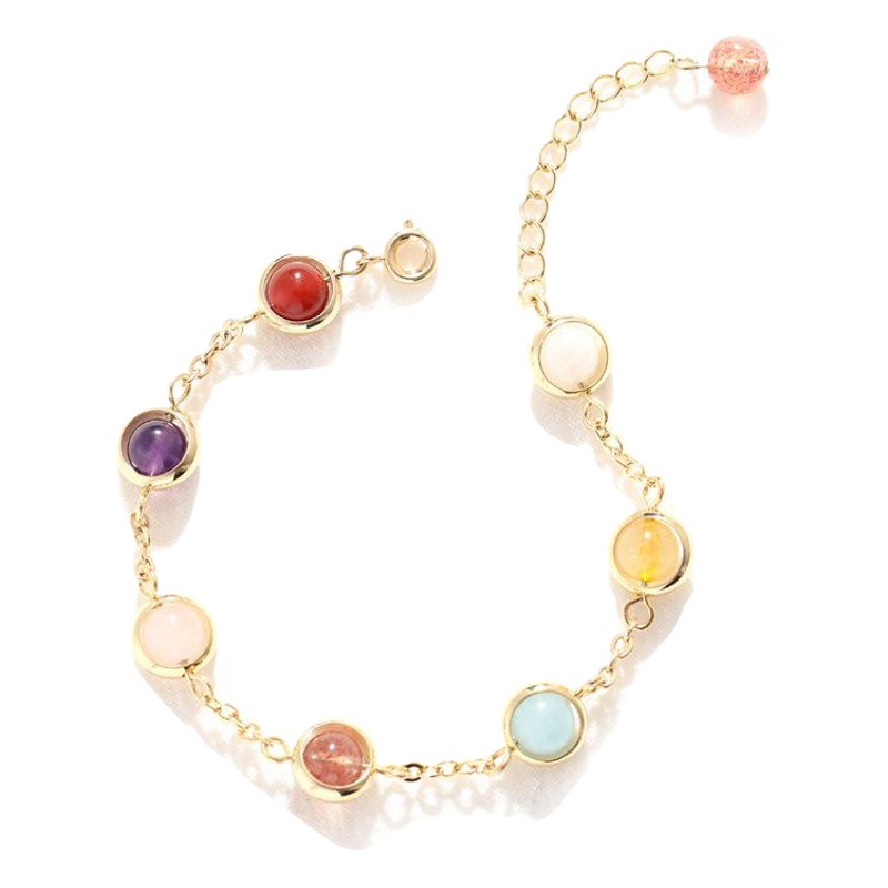 Pulsera de cristal de las mujeres de estilo coreano dulce Mori colorido afortunado perlas ins exquisito Arco Iris caramelo pulsera al por mayor