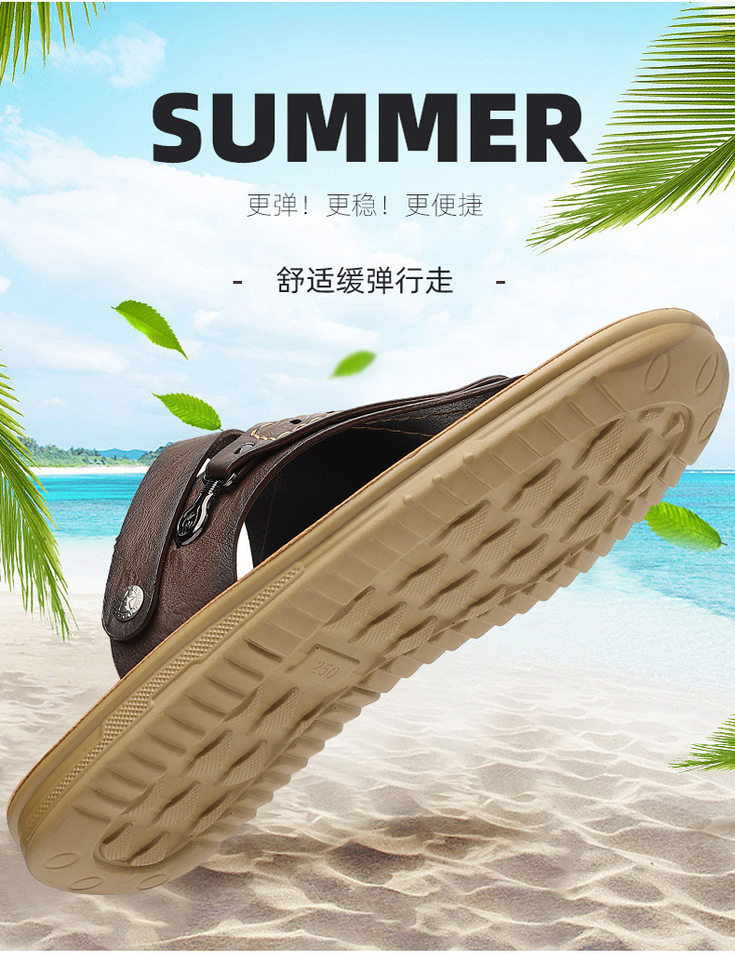 Dép xỏ ngón nam quai ngang đế mềm chống trượt, dép đi biển và đi hằng ngày — CS2695 Màu nâu, CS2695 màu xám chi tiết 5