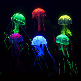 厂家批发仿真硅胶荧光水母水族用品/鱼缸造景装饰/仿真鱼、水草等