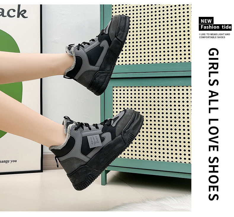 Damen Stiefeletten Kaschmir High Top Plattform Freizeitschuhe_voghion.com