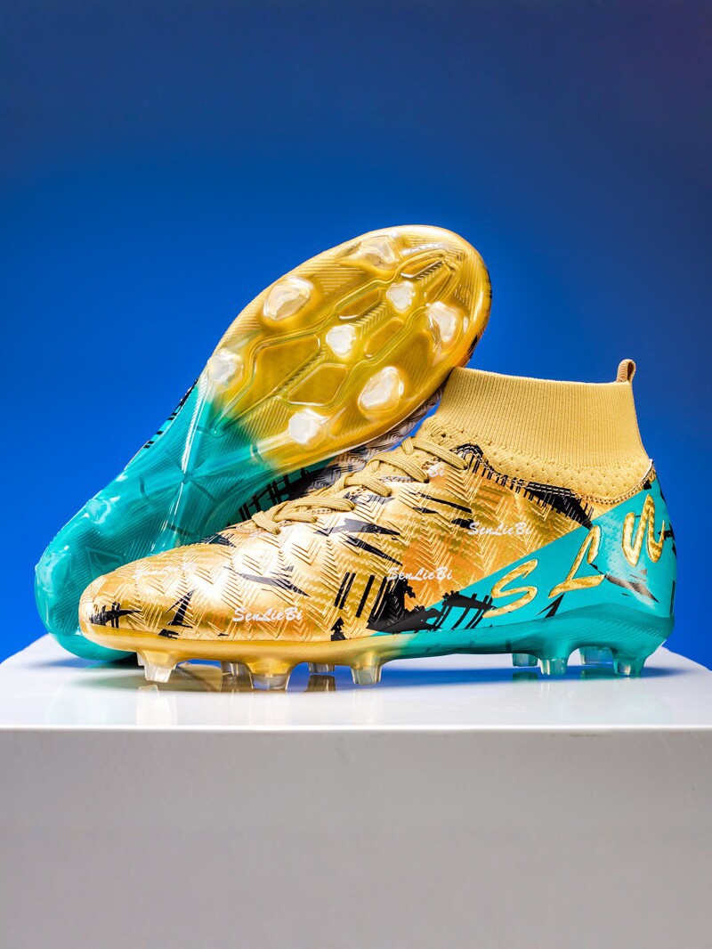 Zapatos de fútbol transfronterizos de clavos de alto impacto para niños y niñas, zapatos de entrenamiento antideslizantes transpirables para adultos, zapatos deportivos profesionales de clavos largos image 6