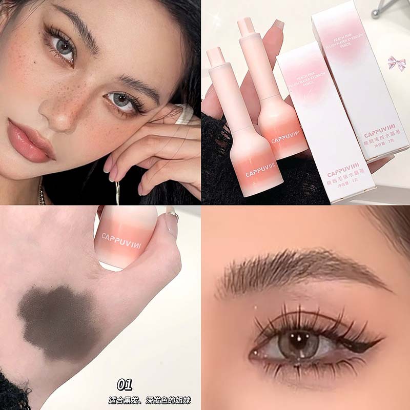 Cappuvini polvo de melocotón de peluche lápiz de cejas de agua no es fácil de desvanecerse impermeable maquillaje natural cejas salvajes maquillaje al por mayor image 7