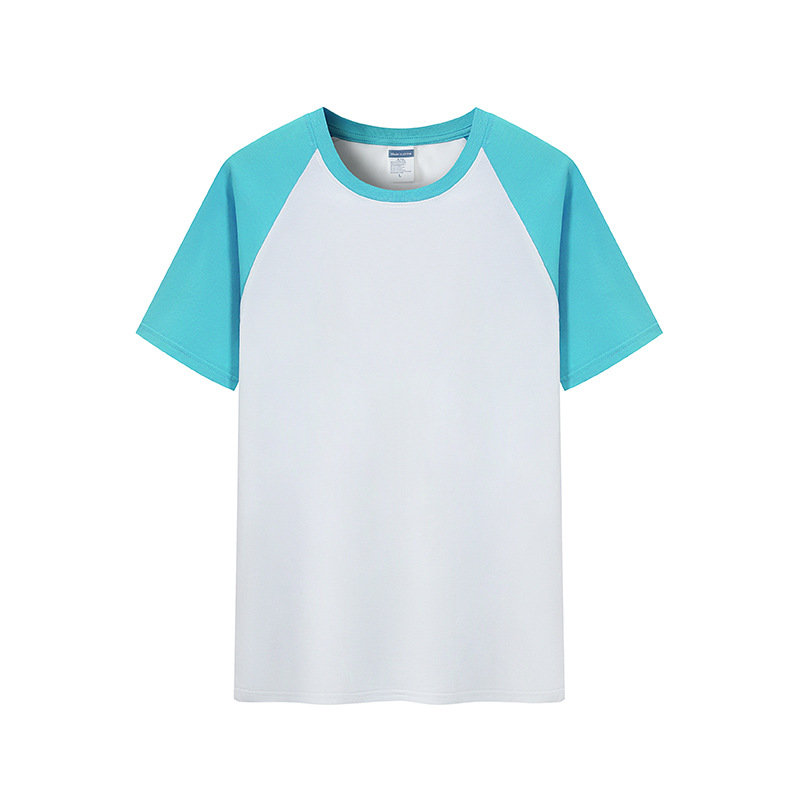 Verano nuevo 200g Raglan color a juego de manga corta camiseta juventud algodón retro contraste suelto color cuello redondo top