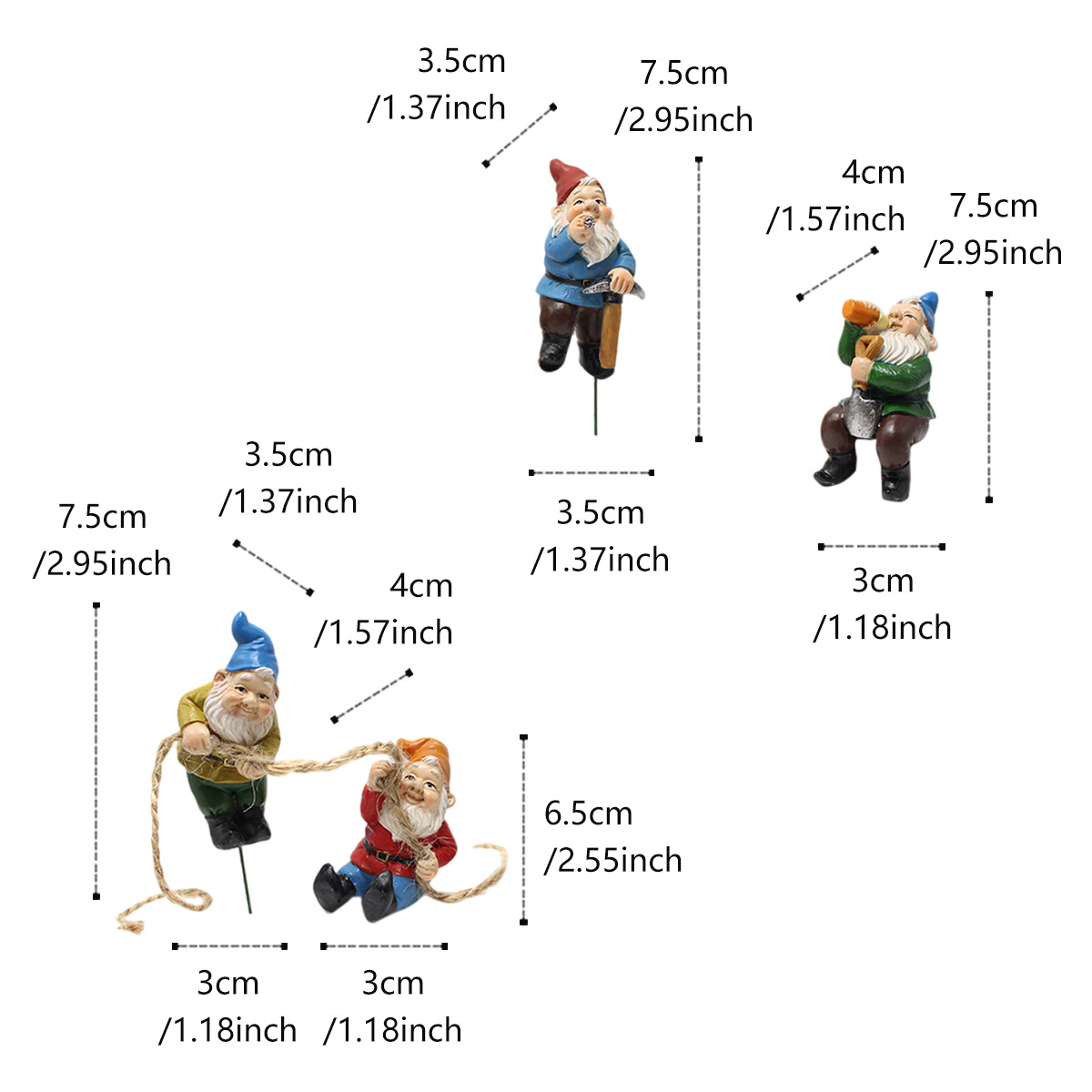  resin garden dwarf four dwarf room climbing rope outdoor garden dwarf decoration 