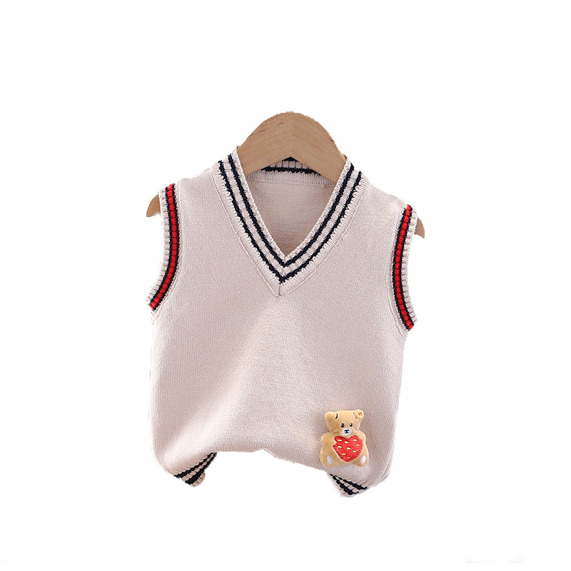[Jin Yong oso] niños chaleco suéter bebé chaleco clase A ropa de abrigo suéter de primavera y otoño de algodón puro suéter suave