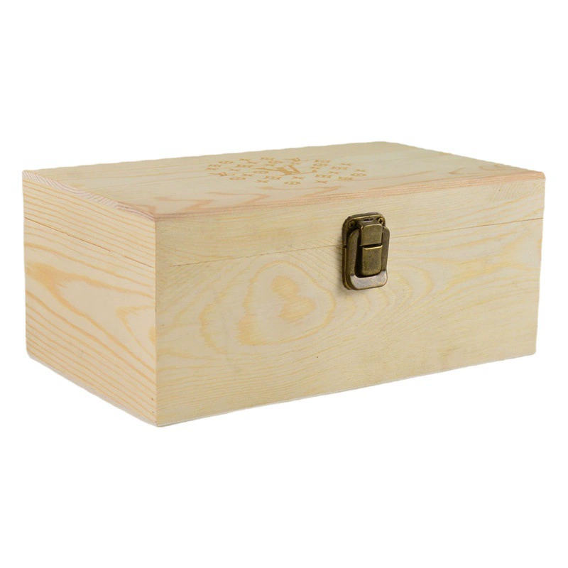 Деревянная упаковочная коробка из цельного дерева с запорным клапаном деревянный ящик для хранения всякой всячины Подарочная коробка поддержка системы логотипа