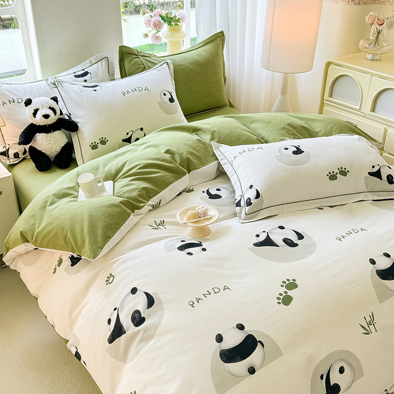 Juego de Ropa de Cama de Algodón Puro Cepillado 2024, Juego de Cuatro Piezas con Funda Nórdica, Sábana Bajera Ajustable, Juego de Tres Piezas para Dormitorio, Lujo Ligero de Invierno