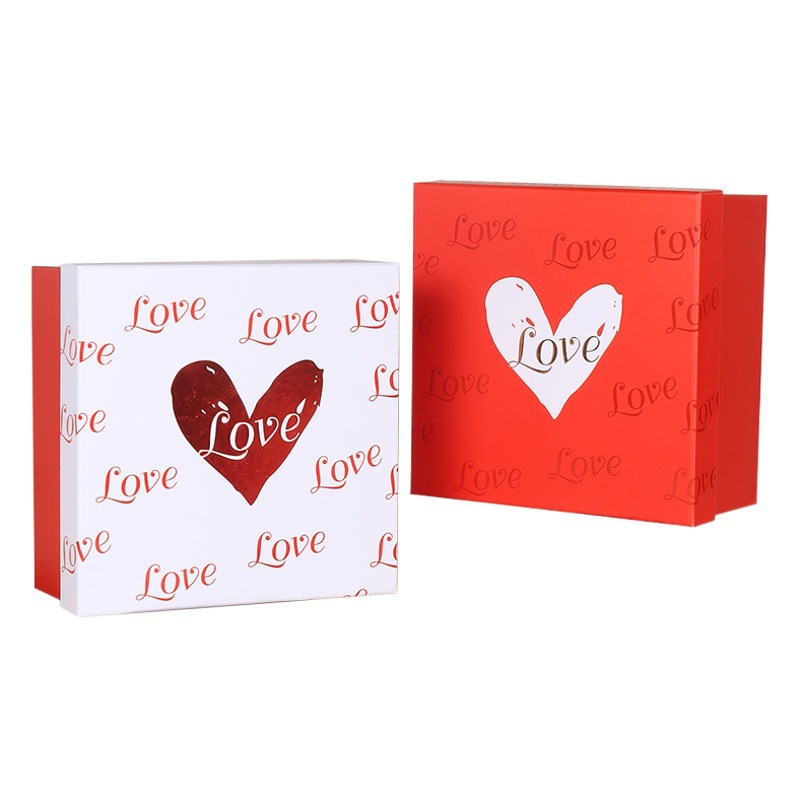 Square Love Gift Box Valentine's Day Red Gift Box for Girls Cosmetics Perfume Lid Packaging Box Manufacturer