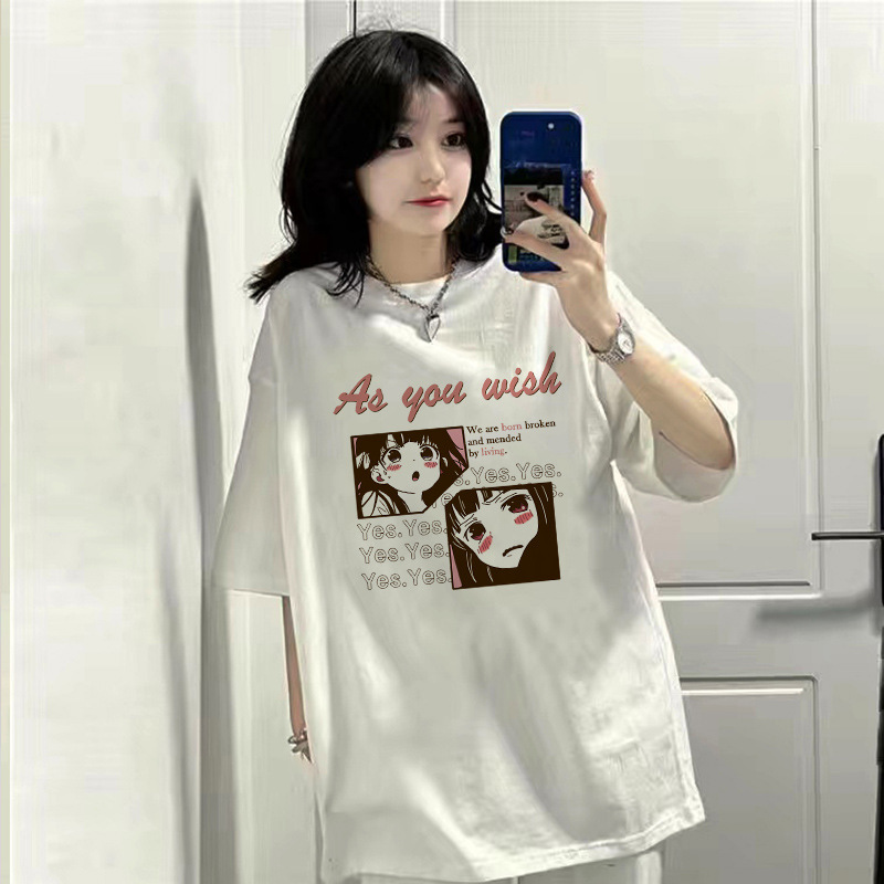 Short-Sleeved T-Shirt for Women, Summer 2026 New Style, Korean Version, Loose Fit, White Versatile Half-Sleeve Base Shirt, Trendy Top Short-Sleeved T-Shirt for Women, Summer 2026 New Style, Korean Version, Loose Fit, White Versatile Half-Sleeve Base Shirt, Trendy Top