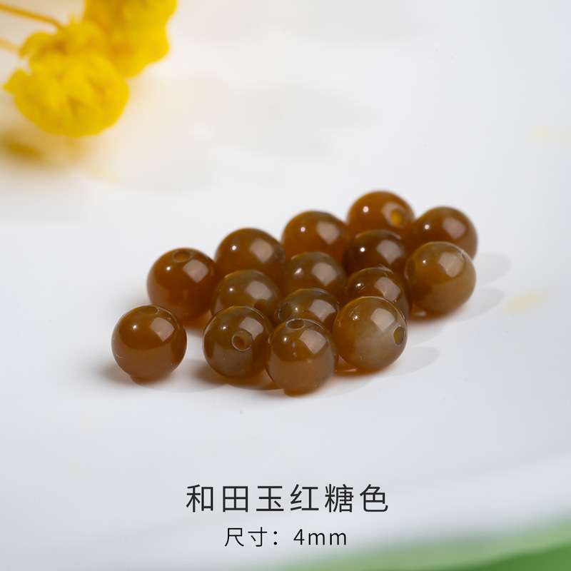 天然新疆多宝和田玉散珠批发 黄口手串羊脂白手链玉石diy串珠配饰|undefined