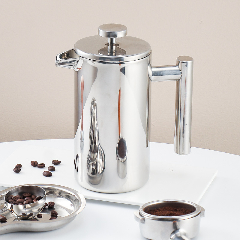 304 Stainless Steel French Press Pot European Filter Hand-Brewed Coffee Pot Double-Layer Teapot Teapot with Filter