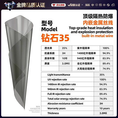 metal privacy solar film, Automotive Film - 152m-17m-front-panel-size-diamond-35-metal-wire