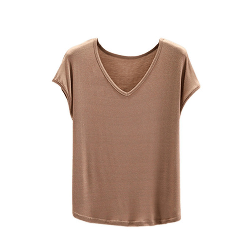 Women's Summer Thin Short-Sleeve Tank Top Loose Fit Backless Casual Solid Color Inner Base Shirt