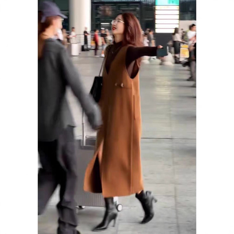 早秋气场强大名媛气质高级感正式场合小香风美拉德背心连衣裙套装|undefined