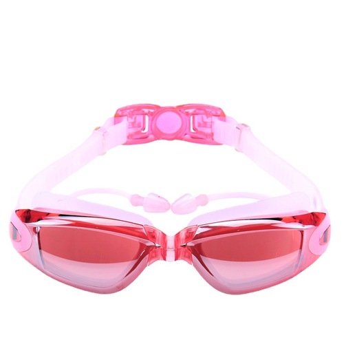 Swimming goggles for men, HD myopia, waterproof and anti-fog swimming goggles for women, large-frame electroplated mirrors, one-piece earplugs, fashionable swimming goggles