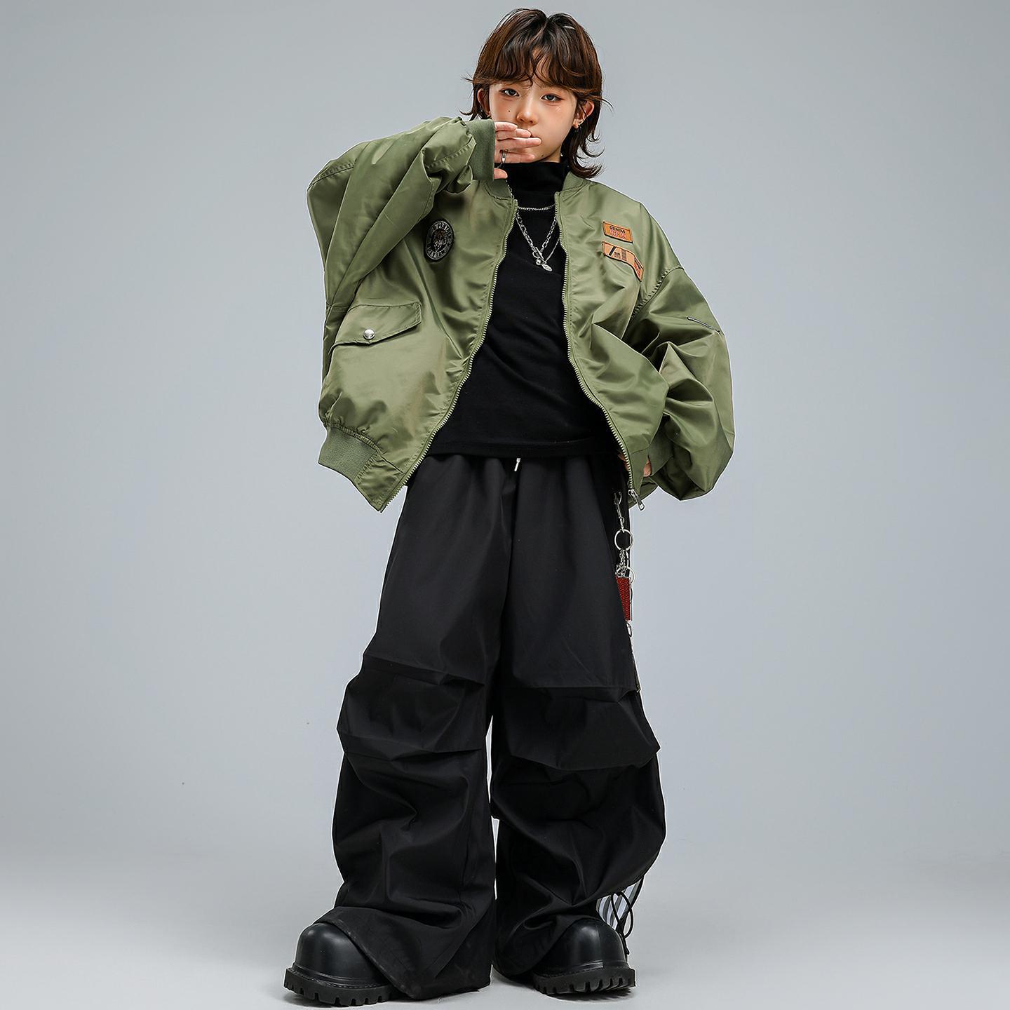 少儿hiphop街舞演出服男童嘻哈外套女童酷帅套装长袖儿童街舞潮服