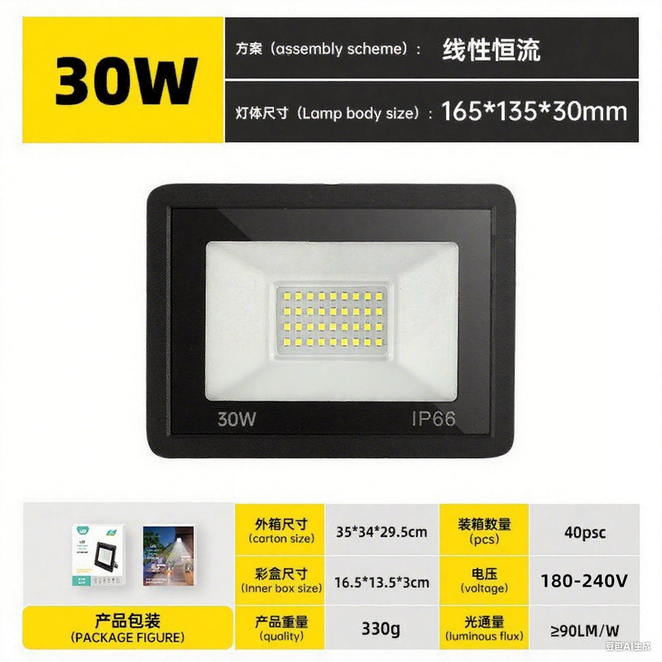 Reflector LED superbrillante a prueba de agua, 50w/100W, de alta potencia, pequeño, tipo Apple, para jardín exterior, obra de construcción.