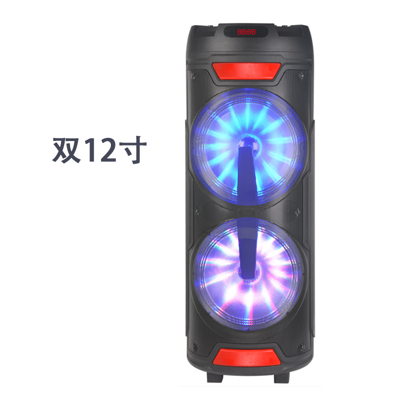 Fábrica directa doble 12 pulgadas comercio exterior sonido al aire libre 50W4500 baterías con 2 altavoces Bluetooth micrófonos inalámbricos