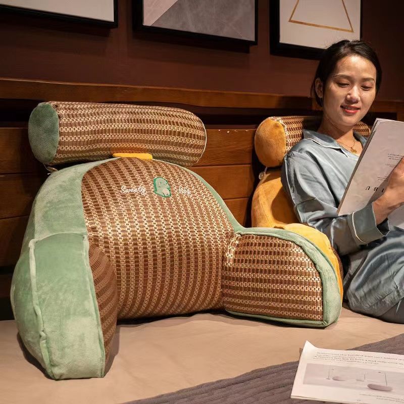 Estera de verano Cojín de cabecera Bolsa suave Almohada de respaldo grande Sofá de dormitorio Cama de lectura Almohada de cintura Almohada