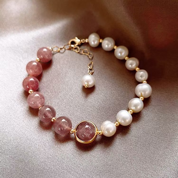 New Year Tulip Agate Bracelet Freshwater Pearl Ins High-end Light Luxury Niche Daily All-match Bracelet