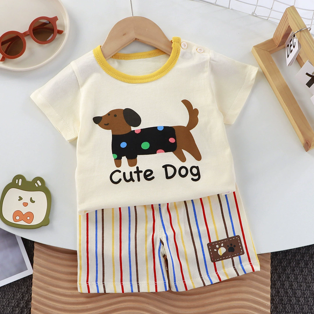 Новый стиль детской одежды с короткими рукавами детские шорты с короткими рукавами для девочек летняя одиночная футболка для мальчиков две детские одежды
