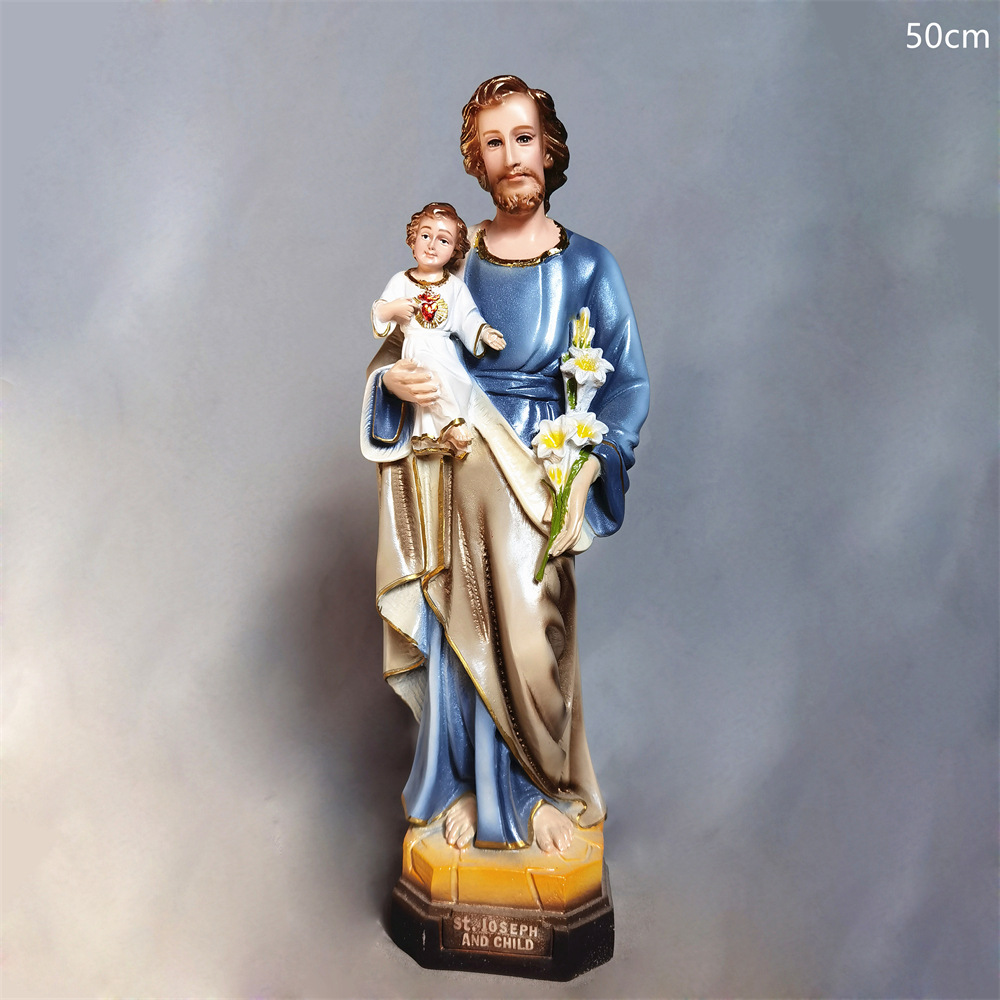 50cm transfronterizo Joseph abraza a un niño mirando la estatuilla de la iglesia de la casa decoración de la estatuilla de la sala de estar