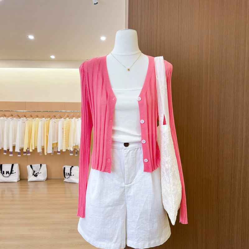 Real Shot of Korean-Style Thin Sun-Protective Knit Cardigan for Women, Summer Outerwear, Loose Fit, Slimming, Lightweight Air-Conditioning Shirt Real Shot of Korean-Style Thin Sun-Protective Knit Cardigan for Women, Summer Outerwear, Loose Fit, Slimming, Lightweight Air-Conditioning Shirt
