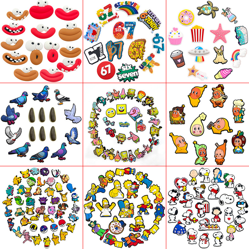 New April shoe charm set for clogs, cartoon shoe buckles with motifs from the Classic of Mountains and Seas, melon seed and sausage-shaped shoe accessories, Temu hot item