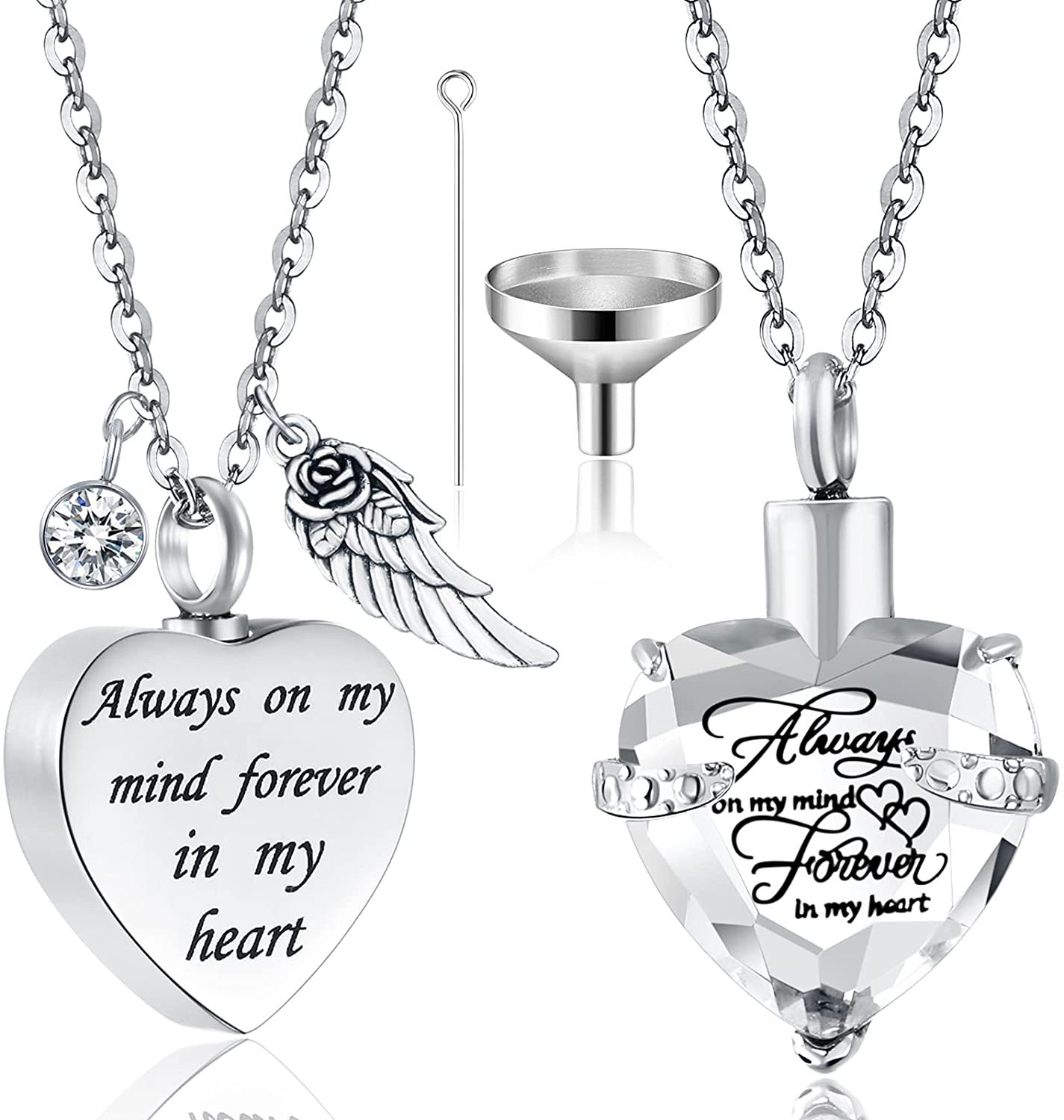 Joyería conmemorativa de cenizas de hueso fijo collar de vidrio tallado mascota ataúd cinerario cumpleaños amor colgante piedra collar de acero inoxidable