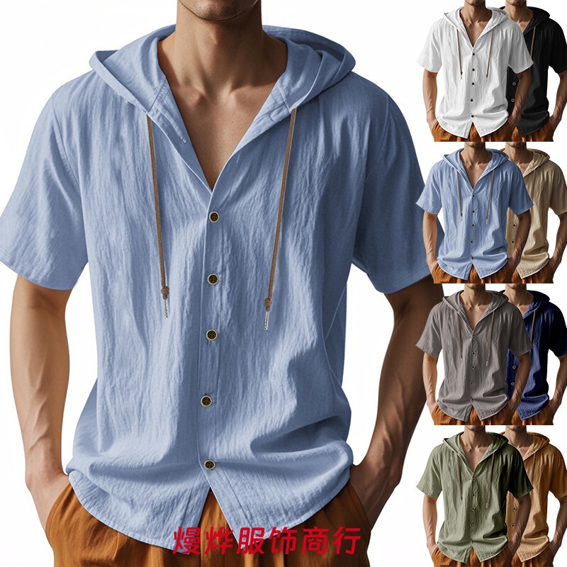 Cross-Border Men's Sports Casual Comfortable Short-Sleeve Shirt, Hooded Fashion Sweatshirt, Trendy Versatile Loose T-Shirt Cross-Border Men's Sports Casual Comfortable Short-Sleeve Shirt, Hooded Fashion Sweatshirt, Trendy Versatile Loose T-Shirt