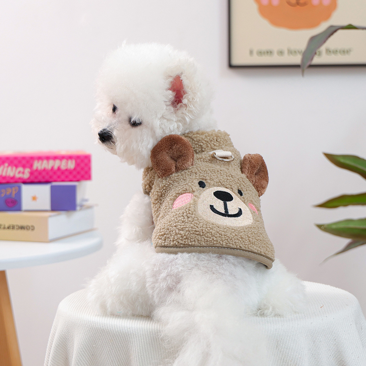 Ropa de mascotas otoño e invierno nuevo cálido forro de lana estilo coreano suéter cálido color frío-resistente Cordero polar tracción suéter