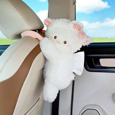 car interior accessory tissue – Car tissue box/set - wall-mounted-tissue-box-bowtie-sheep