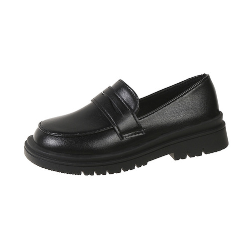 Girls' small leather shoes British style black children's shoes spring and autumn new boys' casual shoes children's bean shoes single shoes