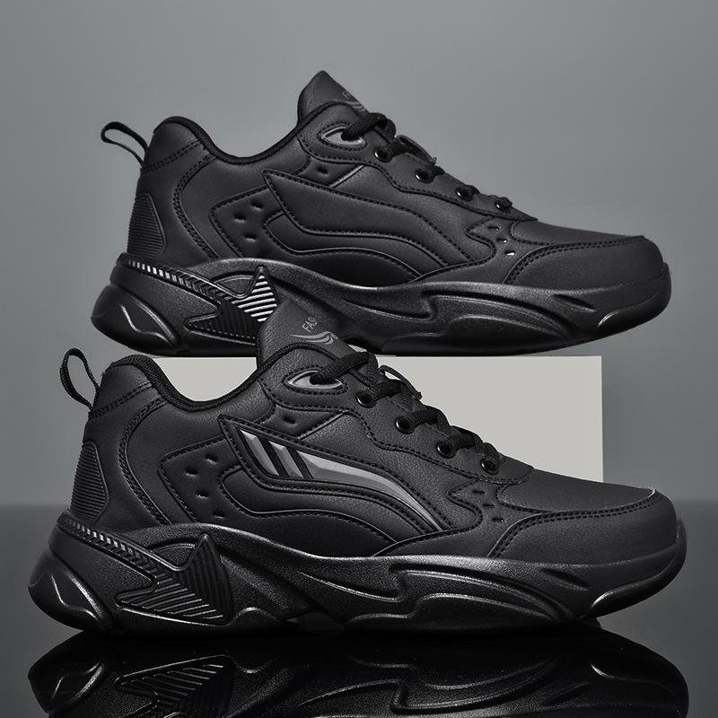 Four Seasons Leather Waterproof sneaker All-match Youth Running Shoes Non-slip Couple Casual Shoes Autumn and Winter fleece-lined Men's Shoes