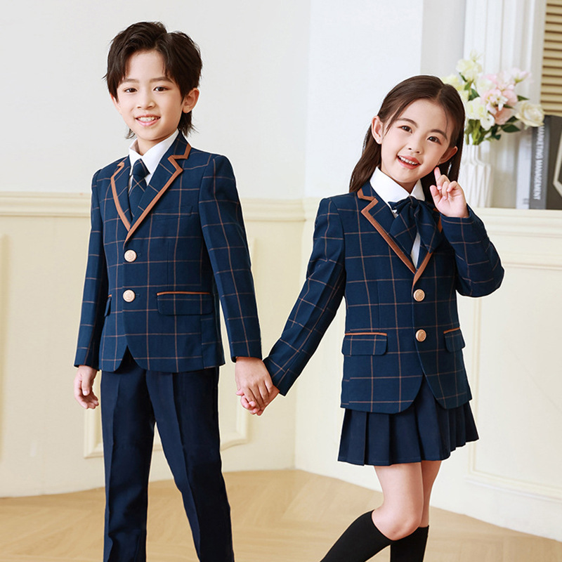 Ropa de clase de estudiante de escuela primaria niños y niñas traje vestido ropa de jardín de infantes niños estilo universitario uniforme escolar anfitrión coro ropa de rendimiento