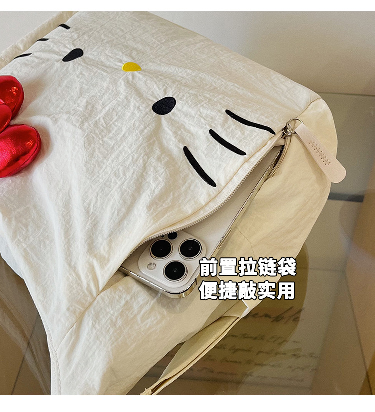 Cross-border Nylon Women's Bag 2026 New Style Large Capacity Cute Little Cat Single Shoulder Bag Bow Tote Bag Backpack