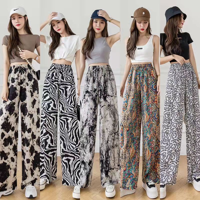 Ink painting tie-dye pants for women sum...