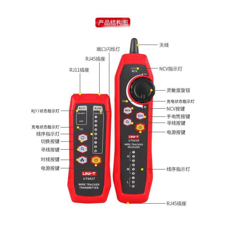 原装UT683KIT数字寻线仪抗干扰poe带电巡线UT682多功能网络测线
