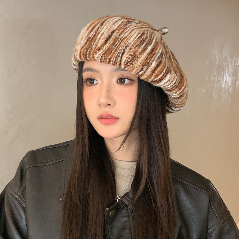 韩系加厚针织包头帽秋冬帽子女款保暖防寒大头围显脸小百搭贝雷帽|undefined