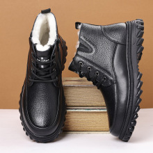 冬季新款男士真皮保暖雪地靴加厚防水防滑皮毛一体棉鞋东北爸爸鞋