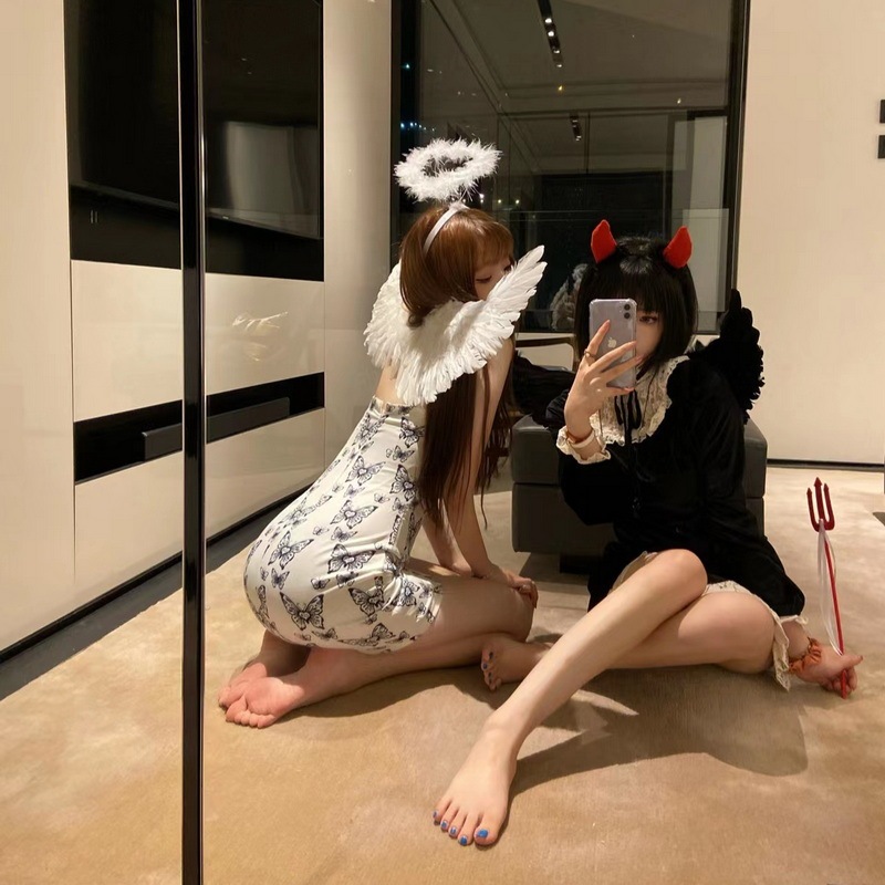 成人児童悪魔黒精霊cos装飾天使羽翼道具ハロウィーン浮かれ騒ぎ用品|undefined