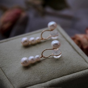 Elegant French Style Retro Natural Pearl Earrings Women's Sense Light Luxury Round Face Slimming Painless Ear Clip Without Ear Holes
