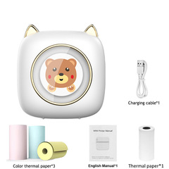 新款c23熊便攜式打印機迷你熱敏無墨小型標籤機便簽藍牙照片打印