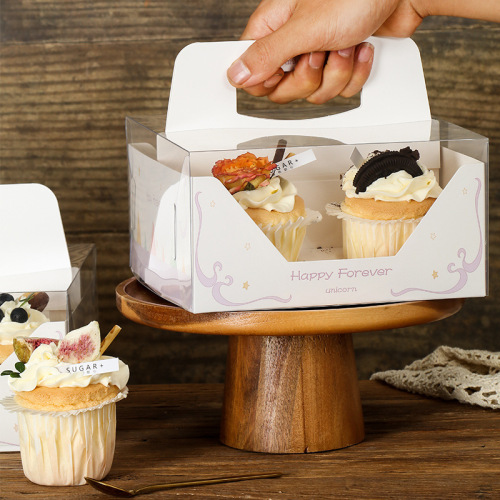 Transparent cupcake box 4 pieces 6 pieces small cake cup holder portable pastry muffin cup egg tart baking packaging box